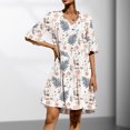 thumbnail image 4 of Vestido Midi Con Volantes Vestido de playa para mujer Estilo boho Estampado floral Elegante atuendo diario (Blanco M) Ygjytge para Mujer Blanco T L, 4 of 6