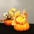 thumbnail image 3 of 2 adornos de mesa festivos: calabaza artificial, hoja de arce y girasol, 3 of 5