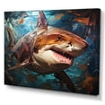 thumbnail image 2 of Designart "Geometric Glare Blue Shark Predators III" Animals Wall Art Living Room, 2 of 5