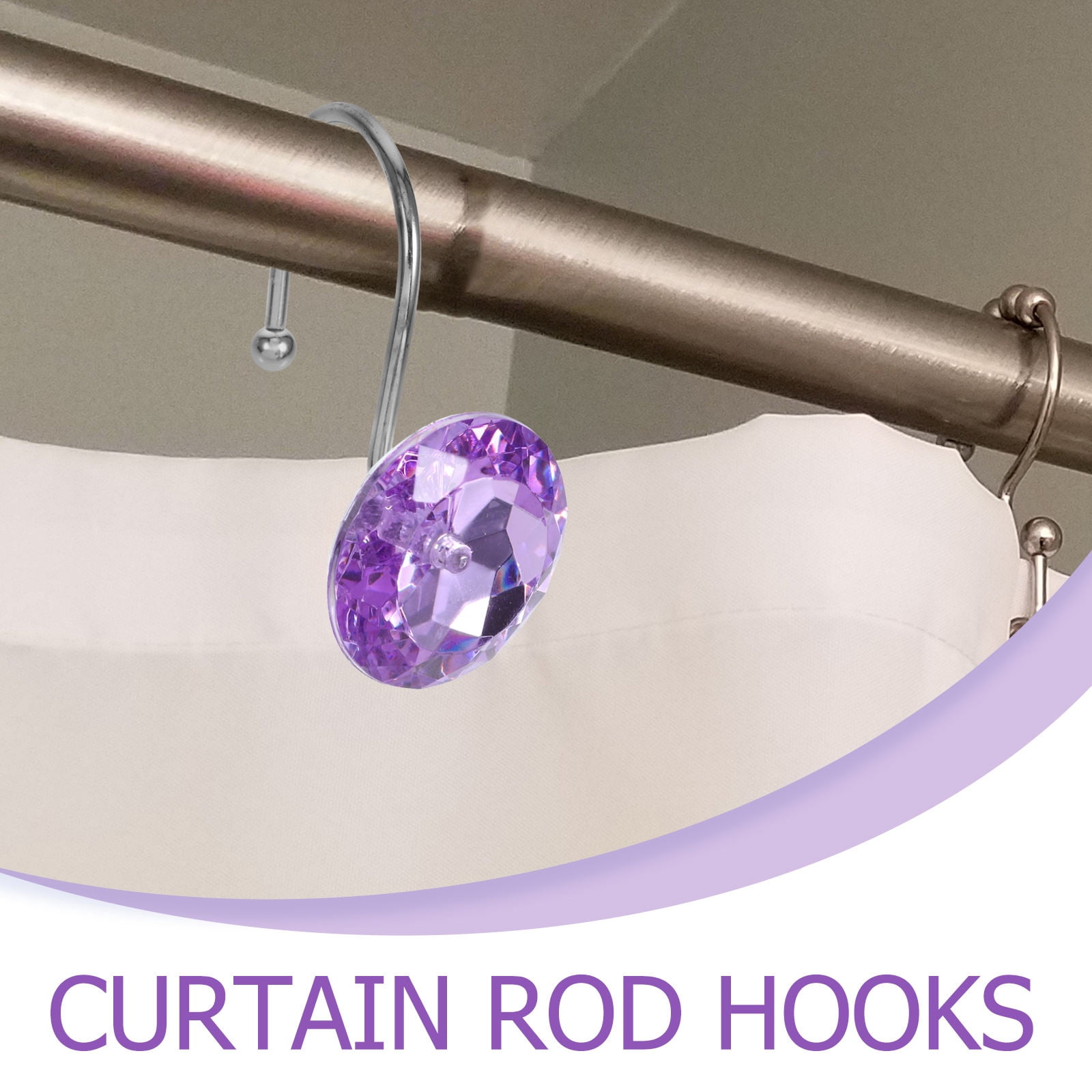 OUNONA 12 Pcs Bathroom Curtain Hooks Shower Curtain Hook 6.50X5.50X3.50CM Purple