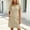 Beige, variant on Women's Dress, Fashion Solid Color Round Neck Inserted Pocket Front Zipper Short Sleeve Dress, Loose Fit Button Back Midi, Comfy Daily Summer Sundress