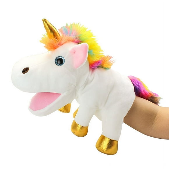 Animal Hand Puppets Unicorn Plush Dinosaur Animals Hand Puppet Toys Role-Play Toy Puppets for Kids Storytelling Imaginative Pretend Play Teaching Preschool(White Unicorn,30cm)