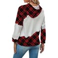 thumbnail image 3 of Sudaderas con capucha para mujer Estilo navideño Cordón Contraste Color Bolsillo frontal Sudadera con capucha para mujer para oficina Citas Fiesta Manga a cuadros roja XXL, 3 of 5