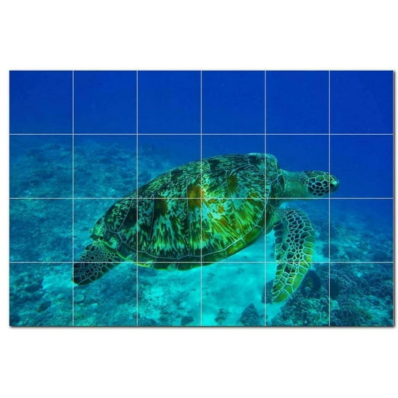 Turtle Ceramic Tile Mural Kitchen Backsplash Bathroom Shower, 402985-XL64