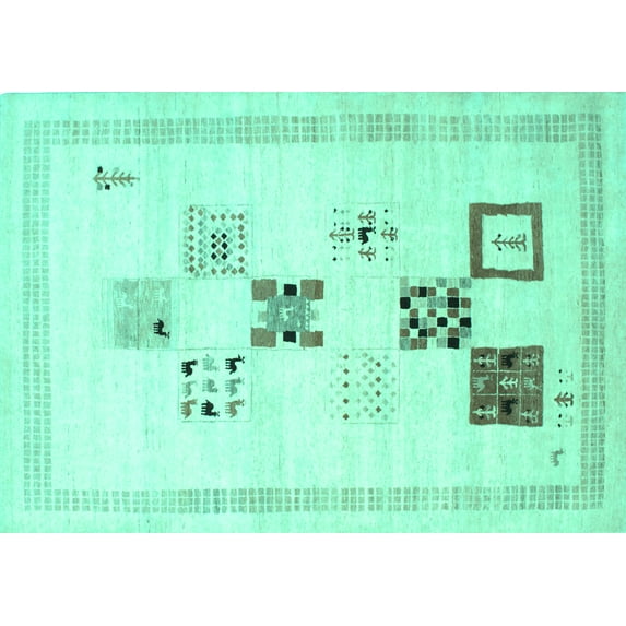 Ahgly Company Indoor Rectangle Solid Turquoise Blue Modern Area Rugs, 8' x 12'