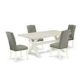 thumbnail image 2 of East West Furniture X-Style 5-piece Wood Kitchen Table Set in Linen White, 2 of 6