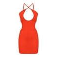 thumbnail image 4 of IROINNID Wedding Guest Dresses for Women Semi Formal Evening Night Casual Homecoming Dress Solid s Comfy Sleeveless Hollow Out Slim Mini Dress Elegant Bodycon Dress,Orange, 4 of 5