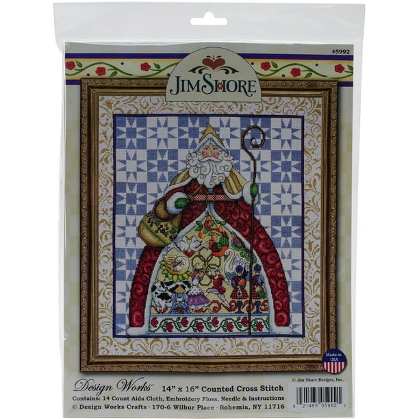 12 DaysJim Shore Counted Cross Stitch Kit, 14" x 16", 14Count