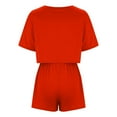 thumbnail image 5 of Summer Plus Size Casual Fshion Two Piece Sets For Women Round Neck T-shirt Top Shorts Solid Color Shirt Suit, 5 of 7