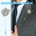 thumbnail image 4 of Uxcell 3Pcs Lapel Pin for Men Metal Lapel Rose Flower Pin Silver, 4 of 6