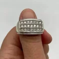 thumbnail image 2 of 2Ct Round Cut Simulated Diamond Three Row Men's Wedding Ring 14k White Gold Plated 925 Silver, 2 of 3