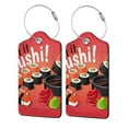 thumbnail image 5 of Rocae Sushi for Leather Luggage Baggage Tags ID Label Privacy Cover ID Label with Stainless Steel Loop and Address Card, 5 of 5
