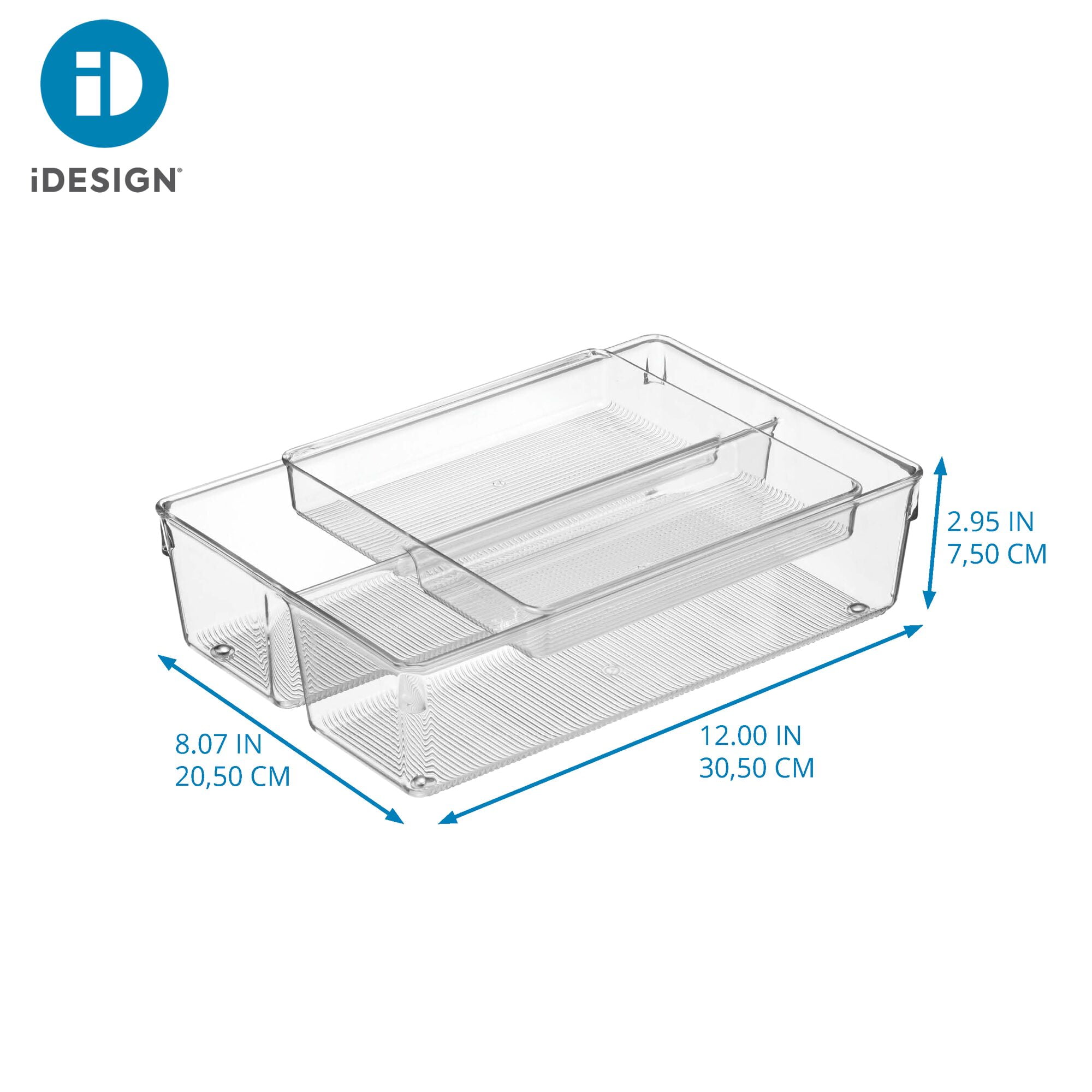 iDesign 2-Piece Kitchen Drawer Organizer for Utensils and Tools, Clear