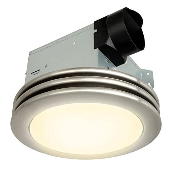 Akicon Ultra Quiet Bathroom Exhaust Fan with LED Light 80CFM 2.0 Sones Round Bathroom Ventilation Fan with Frosted Glass Cover (Brushed Nickel)
