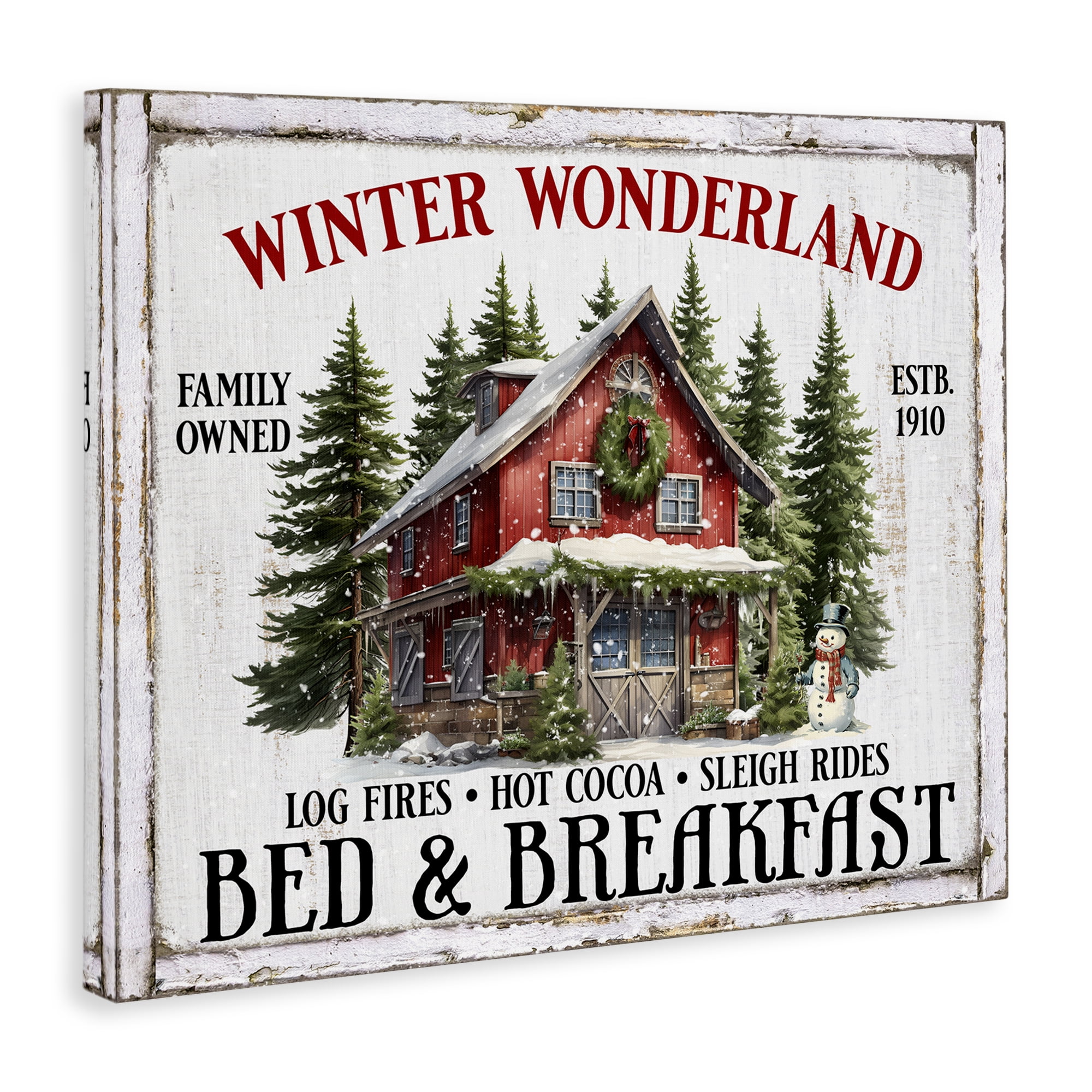 Stupell Industries Winter Bed & Breakfast Holiday Painting Gallery Wrapped Canvas Art Prints Wall Art, 30 x 24