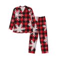 thumbnail image 1 of Balery Snowflakes On A Buffalo Plaid Pijama para Hombre de Dos Piezas con Manga Larga, Conjunto de Dormir y Descanso Suave con Bolsillos-Large, 1 of 7