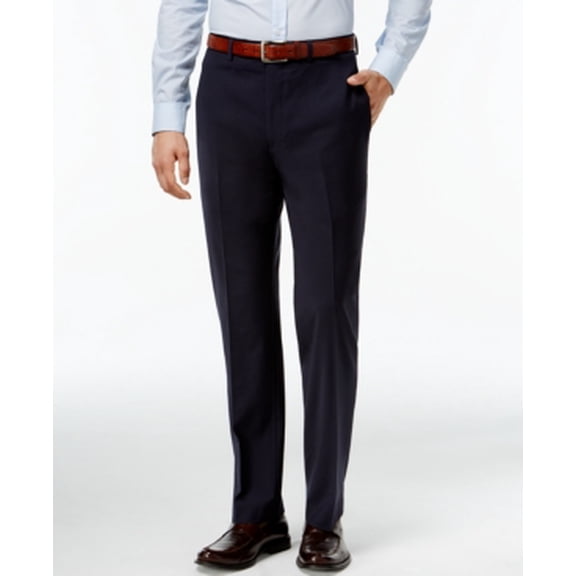 Calvin Klein Mens Slim fit Dress Pants 40 / 30 Navy Blue Solid Wool