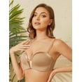 thumbnail image 3 of Wingslove Women's Strapless Multiway Push Up Bra Wireless Plus Size Convertible Bra, Coffee 32DD, 3 of 6