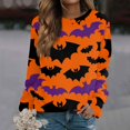 thumbnail image 2 of Sudadera de manga larga con estampado de murciélagos de Halloween para mujer, suéter gráfico de árboles espeluznantes y murciélagos para otoño, 2 of 5