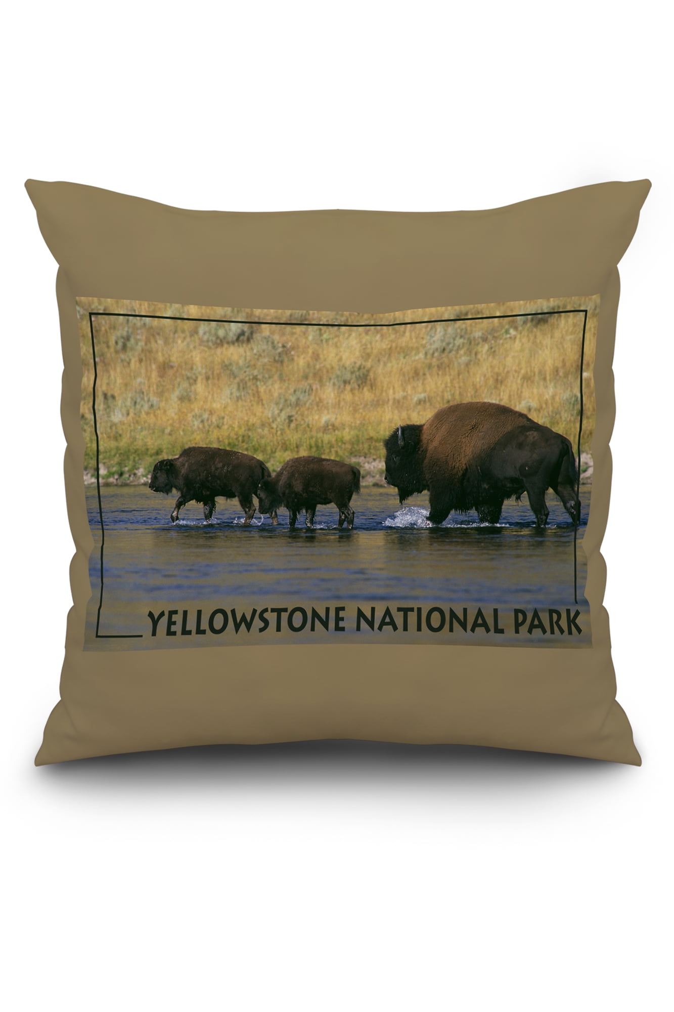 Buffalo And Calves Yellowstone National Park Lantern Press Photography James T Jones 20x20 Spun Polyester Pillow Custom Border Walmart Com Walmart Com