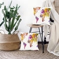thumbnail image 5 of LALILO Throw Pillow Covers World Map Watercolor Splatters Warm Art Cushion Cover 18" x 18", 2 Pack, 5 of 6