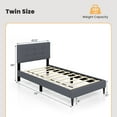 thumbnail image 3 of Gymax Twin Upholstered Platform Bed Mattress Foundation Button Tufted Headboard Gray, 3 of 10