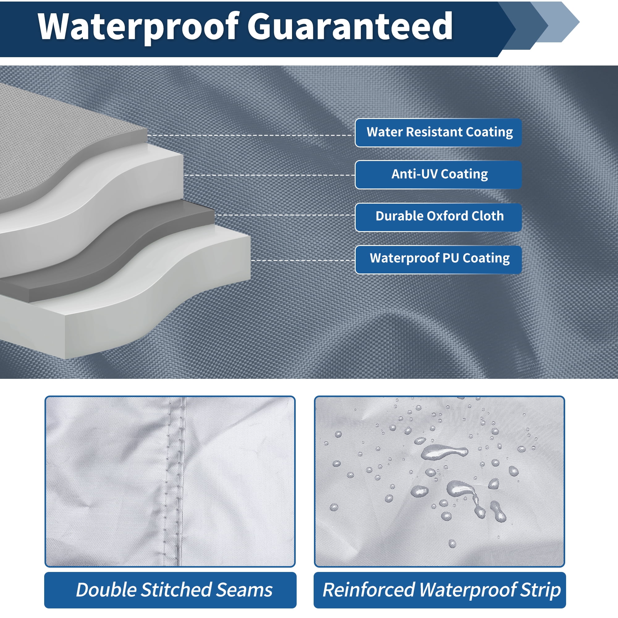 Unique Bargains 300D Duty Oxford Anti-UV Waterproof Trailerable PWC Cover Silver 96"-102"