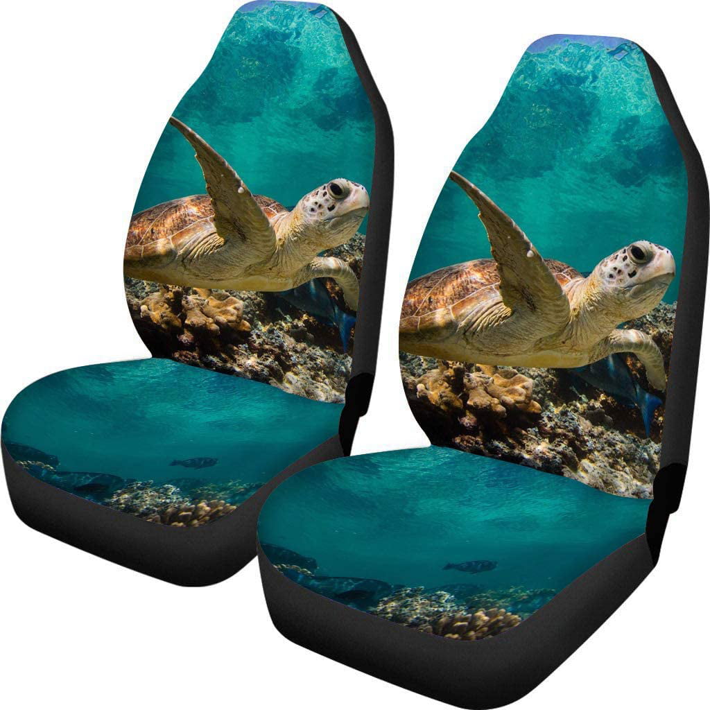 Underwater World Animal Front and Rear Seat Protector Great for SUV Sedan Truck Easy to Install JOAIFO Vintage Sea Turtle Print Car Seat Cover Full Set of 4