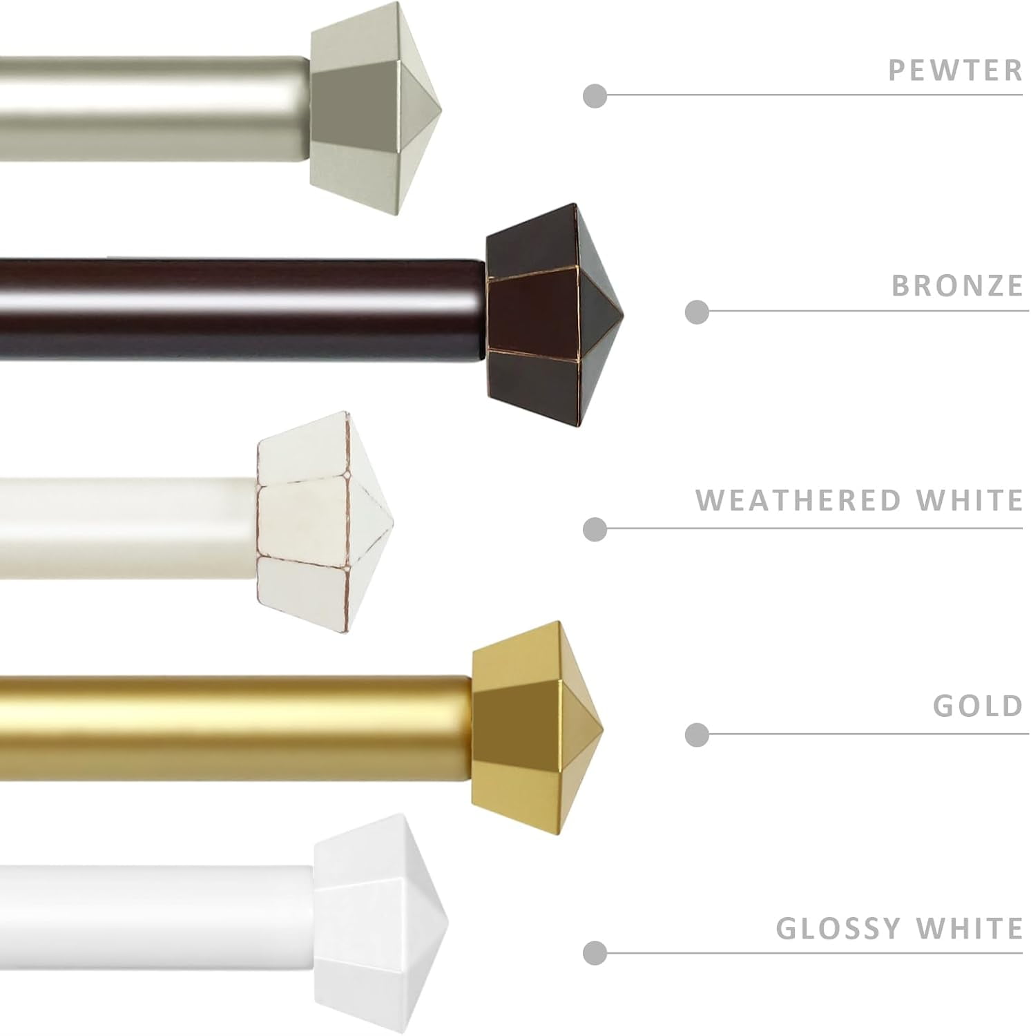 eTeckram 5/8" Double Curtain Rod with Chiodo Finials,Gold,28‘’-48‘’