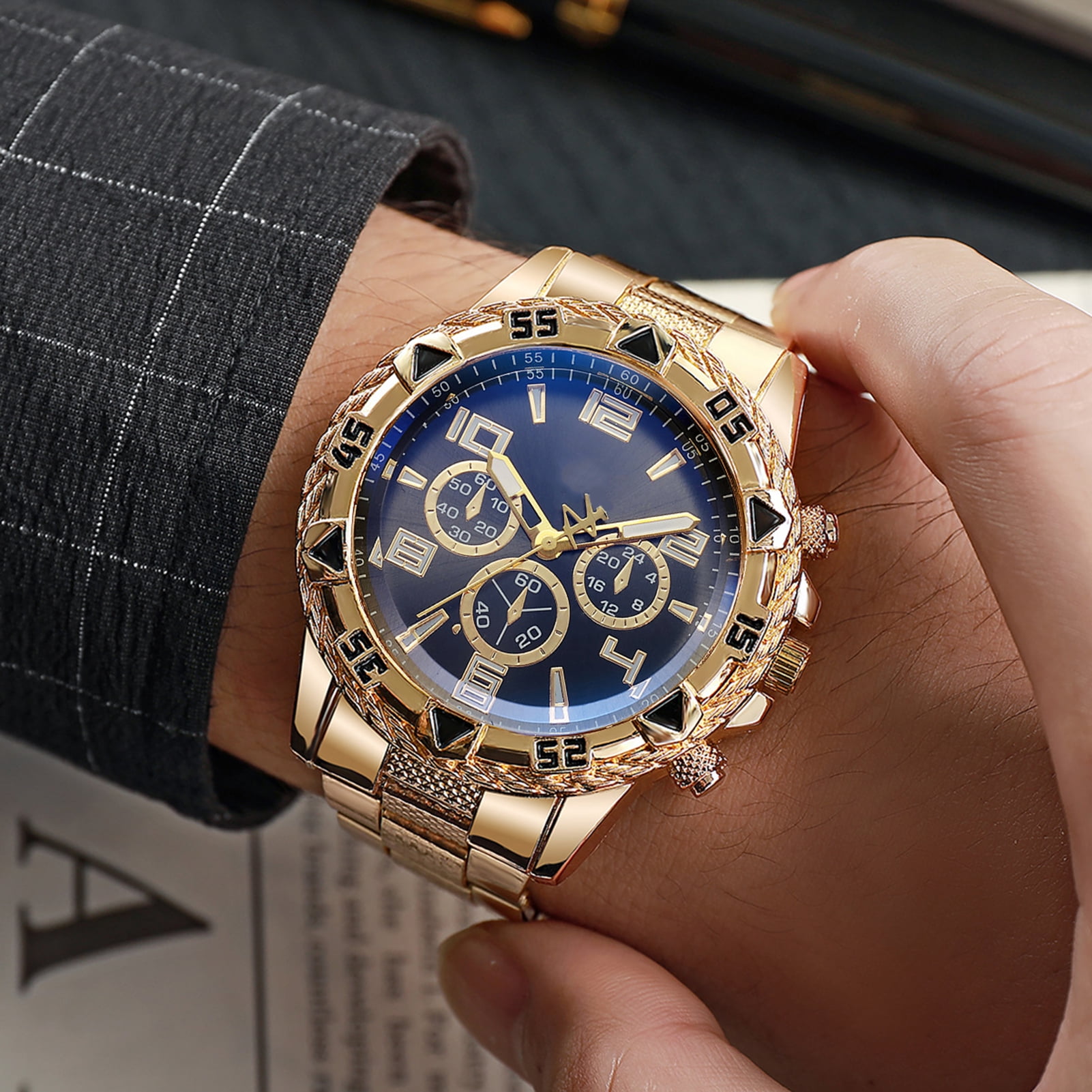 Wharick Men Business Watch Luxury Alloy Strap 3 Hand