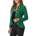 thumbnail image 4 of INSPIRE CHIC Women's Turn Down Collar Open Front High-Low Hem Gothic Peplum Blazer XS Dark Green, 4 of 6