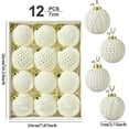 thumbnail image 4 of Deeceymbur Knit Texture Christmas Baubles Set Cream White Tree Ornaments 12 Piece 7cm with Gold Hangers Elegant Holiday Decorations for Festive Home Christmas Tree, 4 of 9