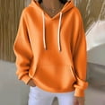 thumbnail image 2 of ManxiVoo Textured Ribbed Detail Hooded Sweatshirt for Women Relaxed Fit Long Sleeve Pullover Cozy Everyday Essential XXL Size Orange, 2 of 5