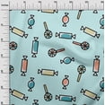 thumbnail image 2 of oneOone Cotton Silk Arctic Blue Fabric Candy Stick Kids Dress Material Fabric Print Fabric By The Yard 42 Inch Wide, 2 of 4