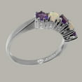 thumbnail image 3 of LBG British Made 10k White Gold Natural Amethyst & Opal October Birthstone Womens Eternity Ring - 33 size options - Size 4, 3 of 7