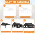 thumbnail image 6 of EASYHAWK 20'x20' Heavy Duty Outdoor Garage Carport Canopy with Side-Opening Door, Roll-Up Windows and Four-Hole Base, Black, 6 of 8
