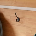 thumbnail image 4 of Renovators Supply Black Wrought Iron Robe and Coat Double Hooks 5" L Rustic Entry Way Hat or Jacket Hanger Wall Mount Rust Resistant Bathroom Towel Hooks w/Hardware Pack of 12, 4 of 4