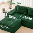 thumbnail image 4 of 117" Modern L-Shaped Modular Sectional Sofa with Movable Ottoman, 3-Seater Corduroy Fabric Couch with Deep Seat, Pearl-like piping, Tufted Design, No Assembly, Anti-slip Design​, Green, 4 of 9