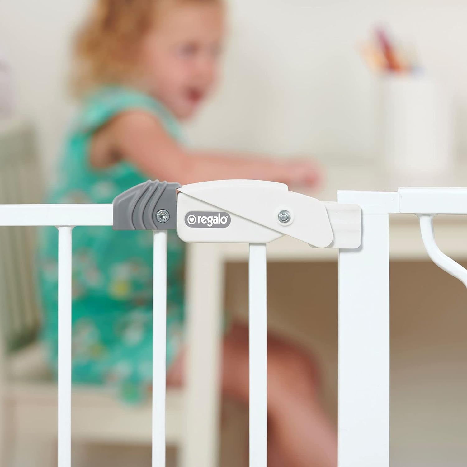 Regalo 56 inch Extra WideSpan Walk Through Baby Safety Gate White