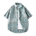 thumbnail image 3 of Jessboyy Men's Big and Tall Button Down Shirts for Men Trendy Plaid Short Sleeve Shirt with Pockets Business Casual Work Shirt Summer Blue XXXL, 3 of 4