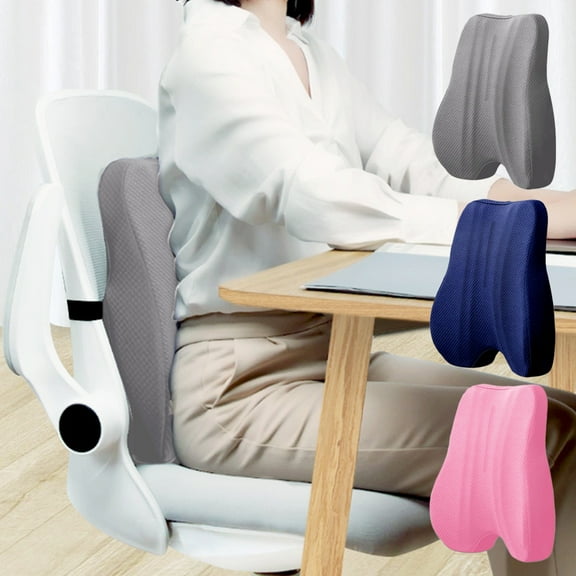 Lumbar Support Pillow for Office Chair, Foam Back Cushion with Ergonomic Design, 40x40x8cm in Blue Pink or Gray, Relieves Back Pain for Long Hours Sitting at Home or in Car,Vsgery