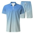 thumbnail image 3 of Linfrsh Beach Outfits for Men Short Sleeve Crewneck Summer T Shirt and Drawstring Casual Track Shorts Set(Light Blue,3XL), 3 of 4