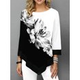 thumbnail image 4 of Moda Mujer Blusa estampada floral Tallas grandes 3/4 Mangas Irregular Dobladillo O Cuello Primavera Abanopi S, 4 of 5