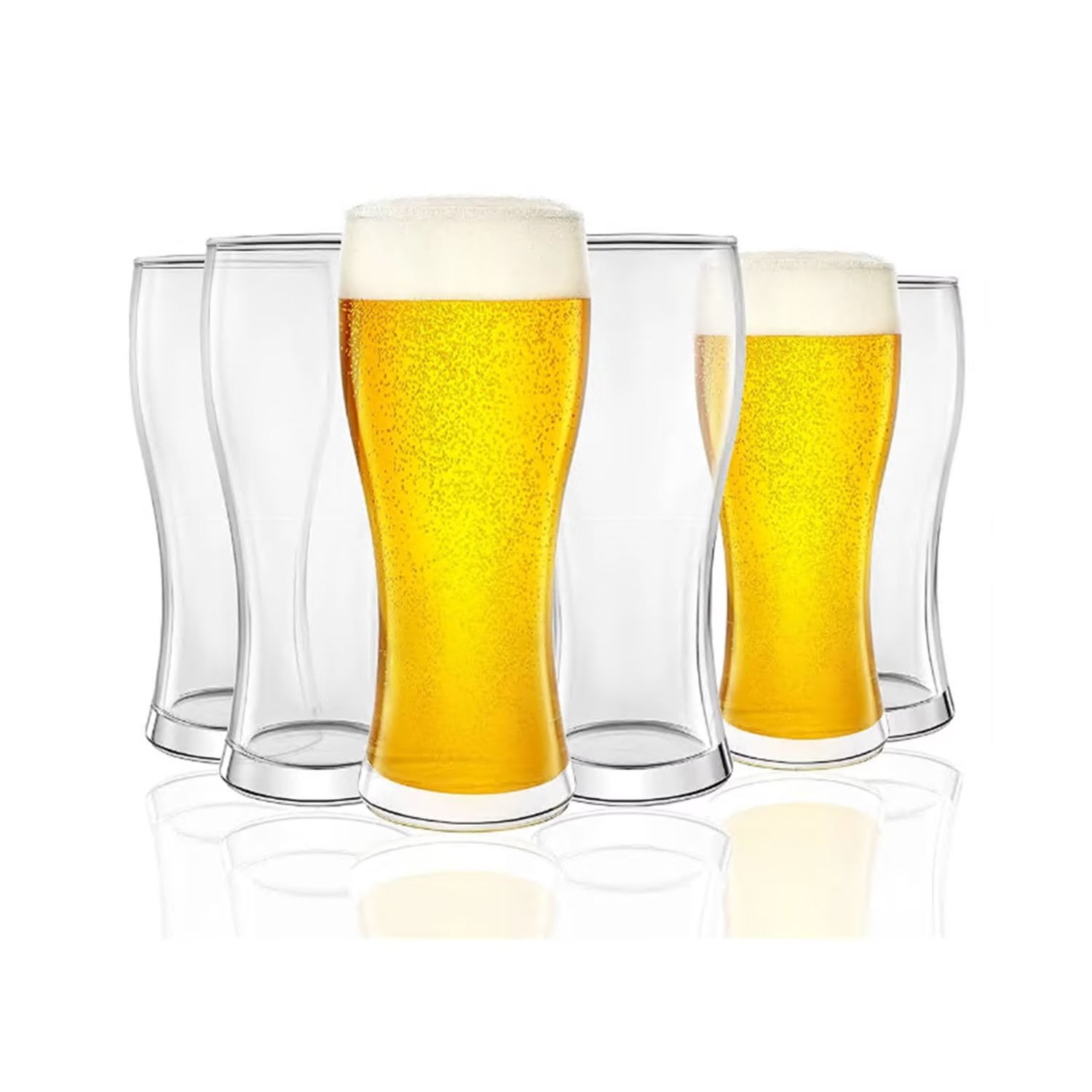Glasseam 15.5oz Beer Glasses Set of 6 Craft Brew Lovers Glassware Pilsner Glasses
