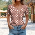 thumbnail image 6 of Youyipin Womens Tops Short Sleeve Tops Dressy Casual Asymmetrical Neck Button Summer Shirts Cute Holiday Loose Fit Work Blouse Summer Tops For Women, 6 of 6