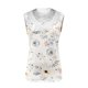thumbnail image 4 of ICHUANYI Clearance Women Fashion Summer Sexy Fold Printed Regular Lace Sleeveless V Neck Button Top(White, L) ICHUANYI WER2023080802963, 4 of 5