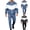 Blue, variant on Men 2 Piece Color Block Tracksuit, Full Zip Hooded Windbreaker Jacket & Jogger Pants Set, Lightweight Athletic Sweatsuit for Running Gym Blue S(S)