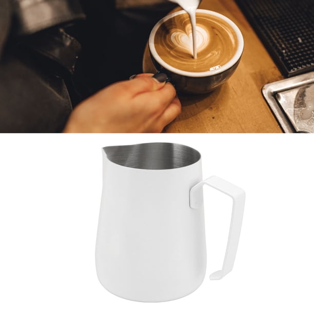 Jarra de Leche de 450 ml, Jarra de Espuma de Leche de Acero inoxidable con Pico de Águila para Cafetería en Casa, Grado Alimio