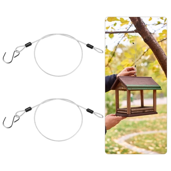 2Pack 60cm Stainless Steel Cable Chain Wire Bird Feeder Hanger with Hook Clear