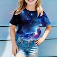 thumbnail image 2 of Shirts for Girls 3D Print Glitter Tops Short Sleeve T Shirts Crew Neck Comfy Funny Tees T Shirts for Boys and Girls Blue,10-11 Years, 2 of 4